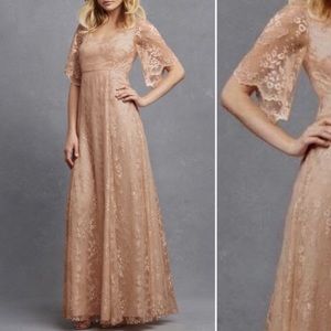 Donna Morgan Champagne Lace Maxi Formal Dress